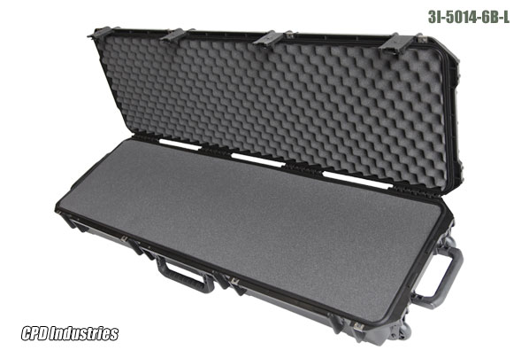 skb injection molded case with layered foam